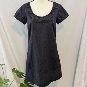 EUC - Gap Grey Dress with Ruffle Neck and Cap Sleeves - 4